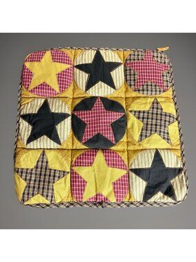 Patchwork Star Wall Hanging Decor Primitive Farmhouse Cottage Style 17" x 17"